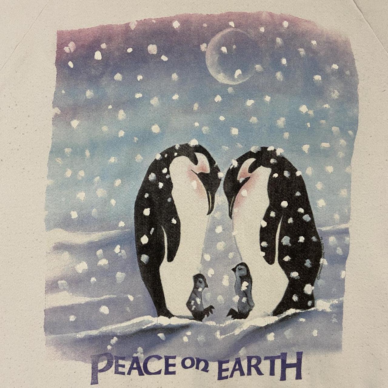 Vintage 90s USA Peace on Earth penguins nature graphic sweatshirt