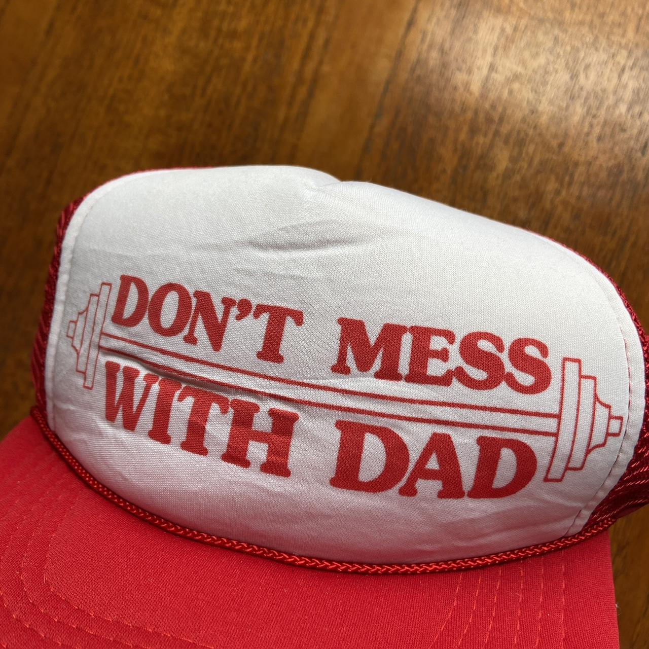 Vintage 90s USA Don’t mess with dad slogan promotional graphic trucker cap