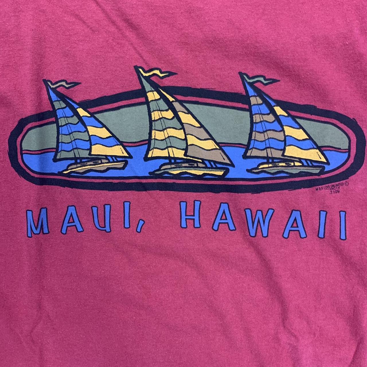 Vintage 80s USA Maui Hawaii sailing ocean tourist souvenir promotional graphic t-shirt