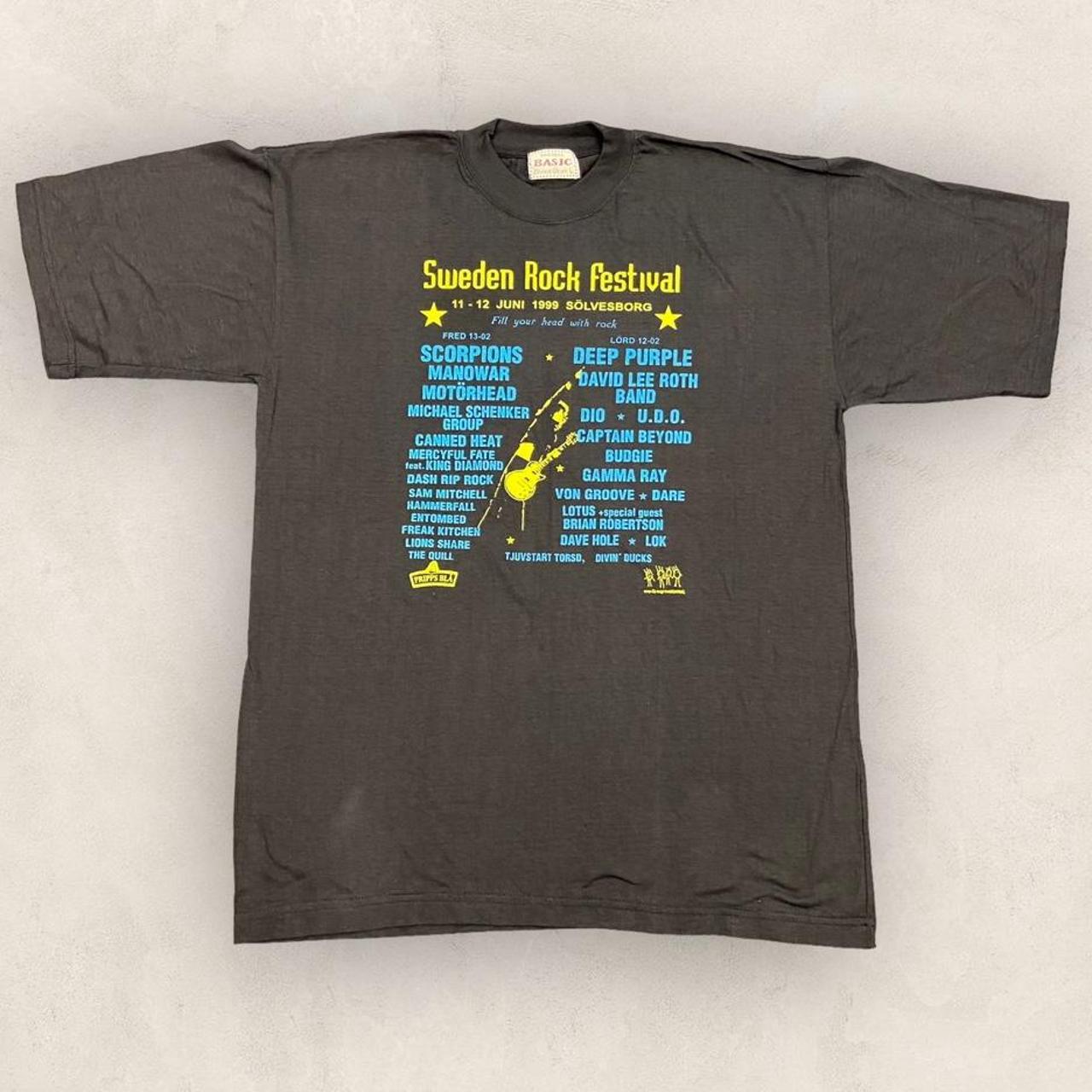 Vintage 90s Sweden Rock Festival music promotional graphic t-shirt – Maple  Leaf Vintage