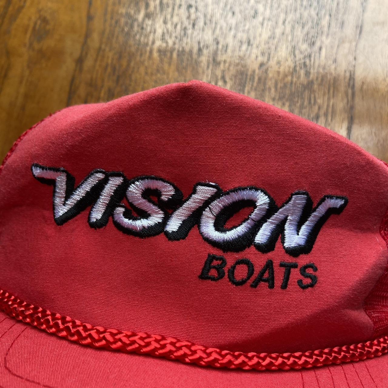 Vintage 90s USA vision boats promotional graphic trucker cap