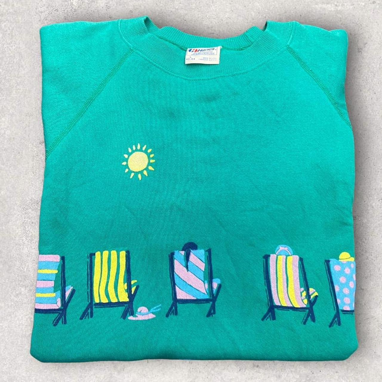 Vintage 90s USA Norfolk Virginia summer vacation deckchairs tourist souvenir graphic sweatshirt