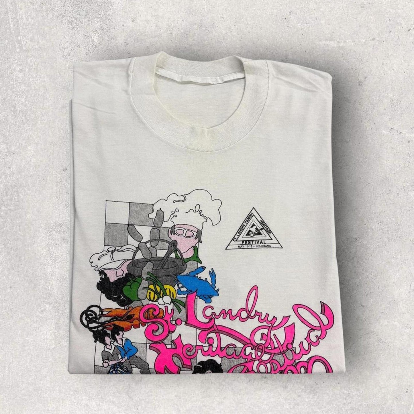 Vintage 90s USA St Landry Heritage Festival New Orleans souvenir graphic t-shirt