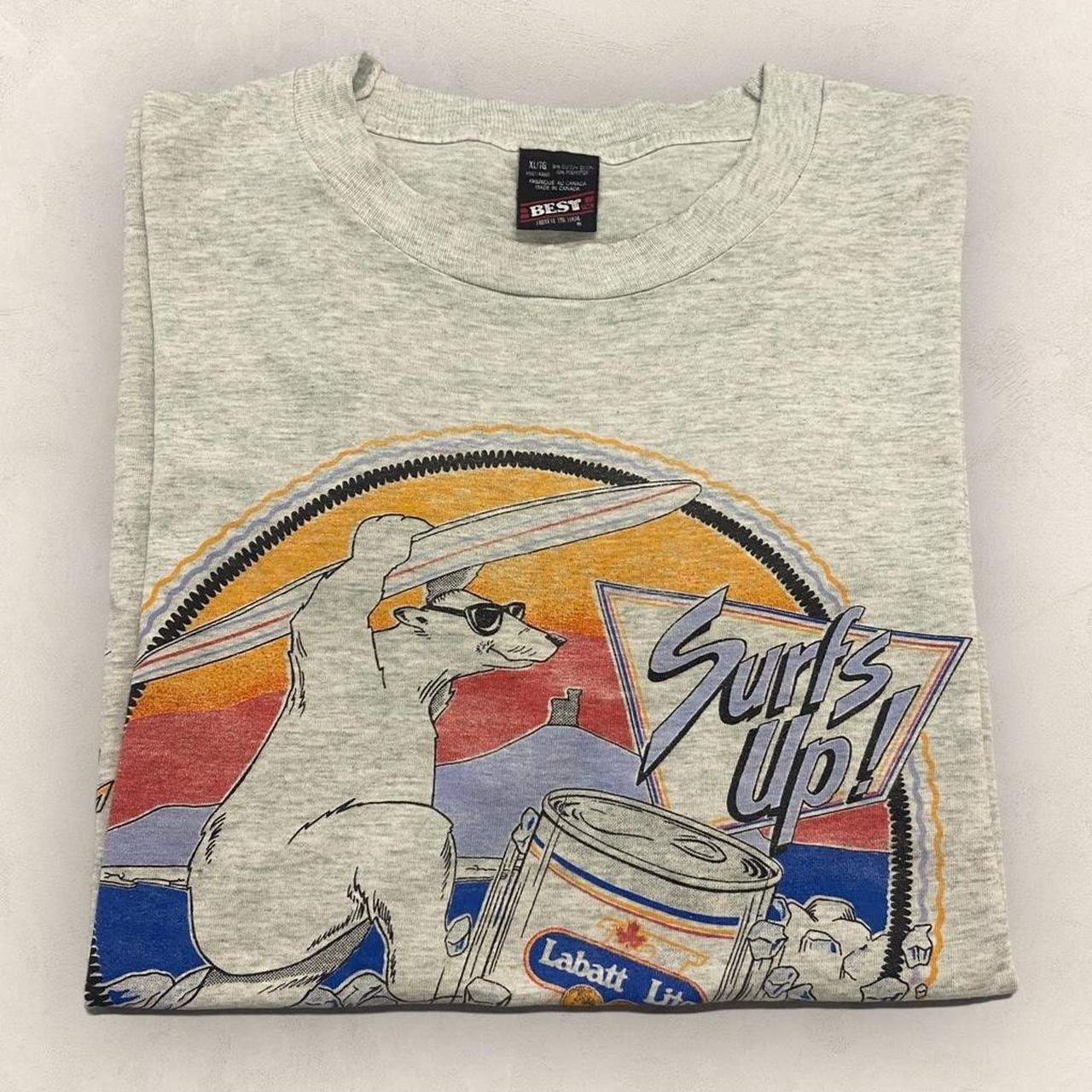 Vintage 90s Canada Labatt Lite beer alcohol surfs up polar bear graphic t-shirt