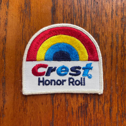 Vintage 80s USA Crest toothpaste honor roll education embroidered patch