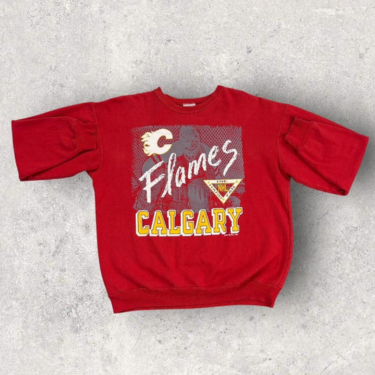 Vintage 90s Calgary Flames NHL ice hockey Canada graphic sweatshirt