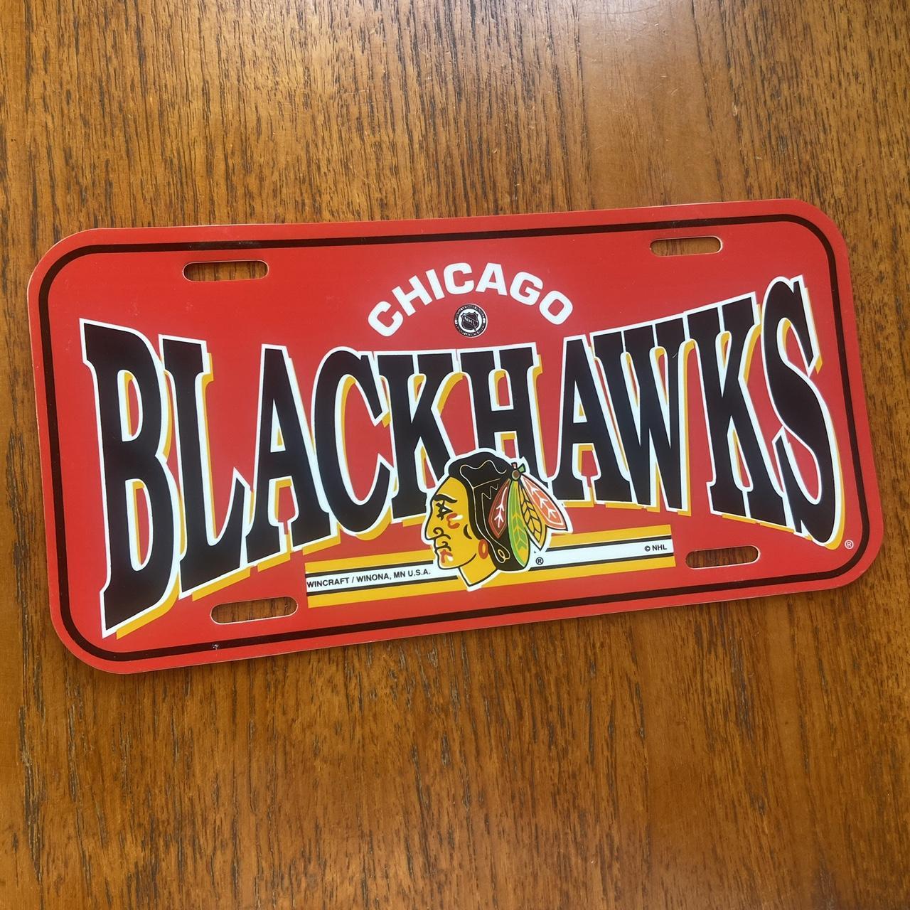 Vintage 90s USA Chicago Blackhawks NHL ice hockey promotional American license plate