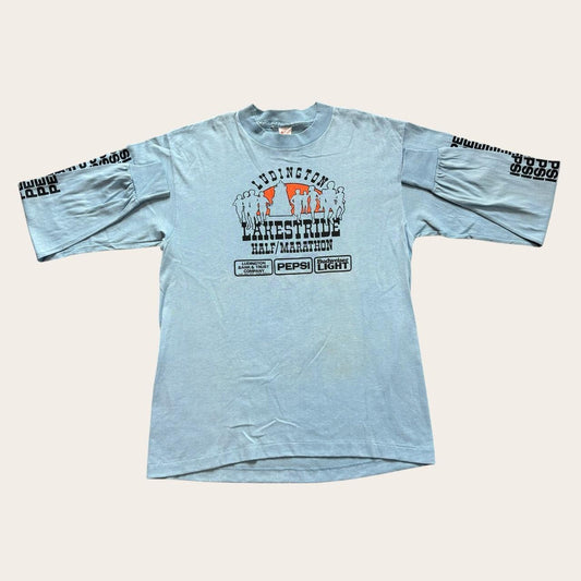 Vintage 80s USA Ludington lakestride marathon Michigan road race running t-shirt