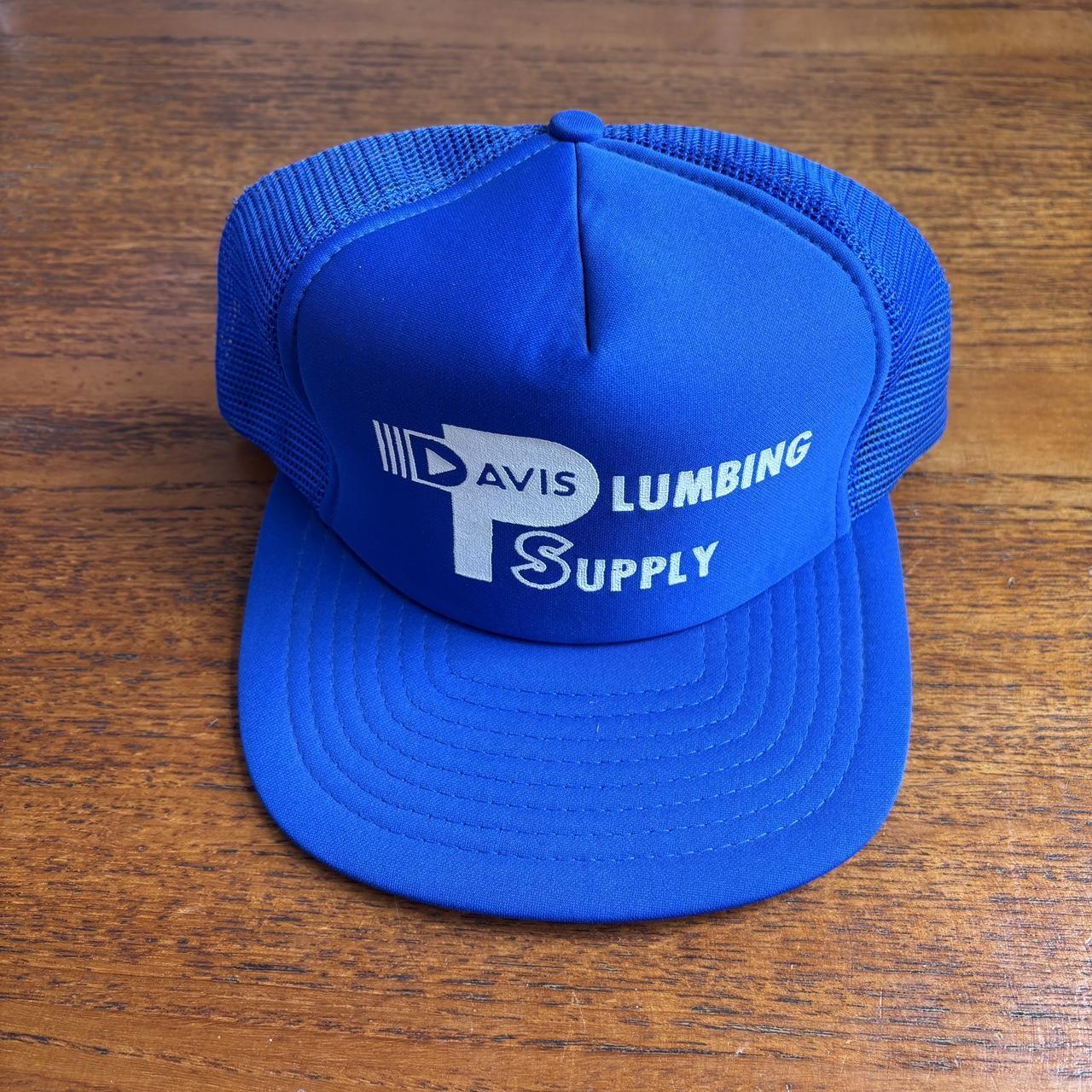 Vintage 90s USA Davis plumbing supply construction workwear trucker cap
