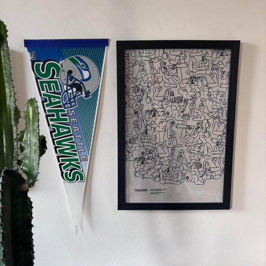 Vintage 90s USA Seattle Seahawks NFL American Football felt pennant