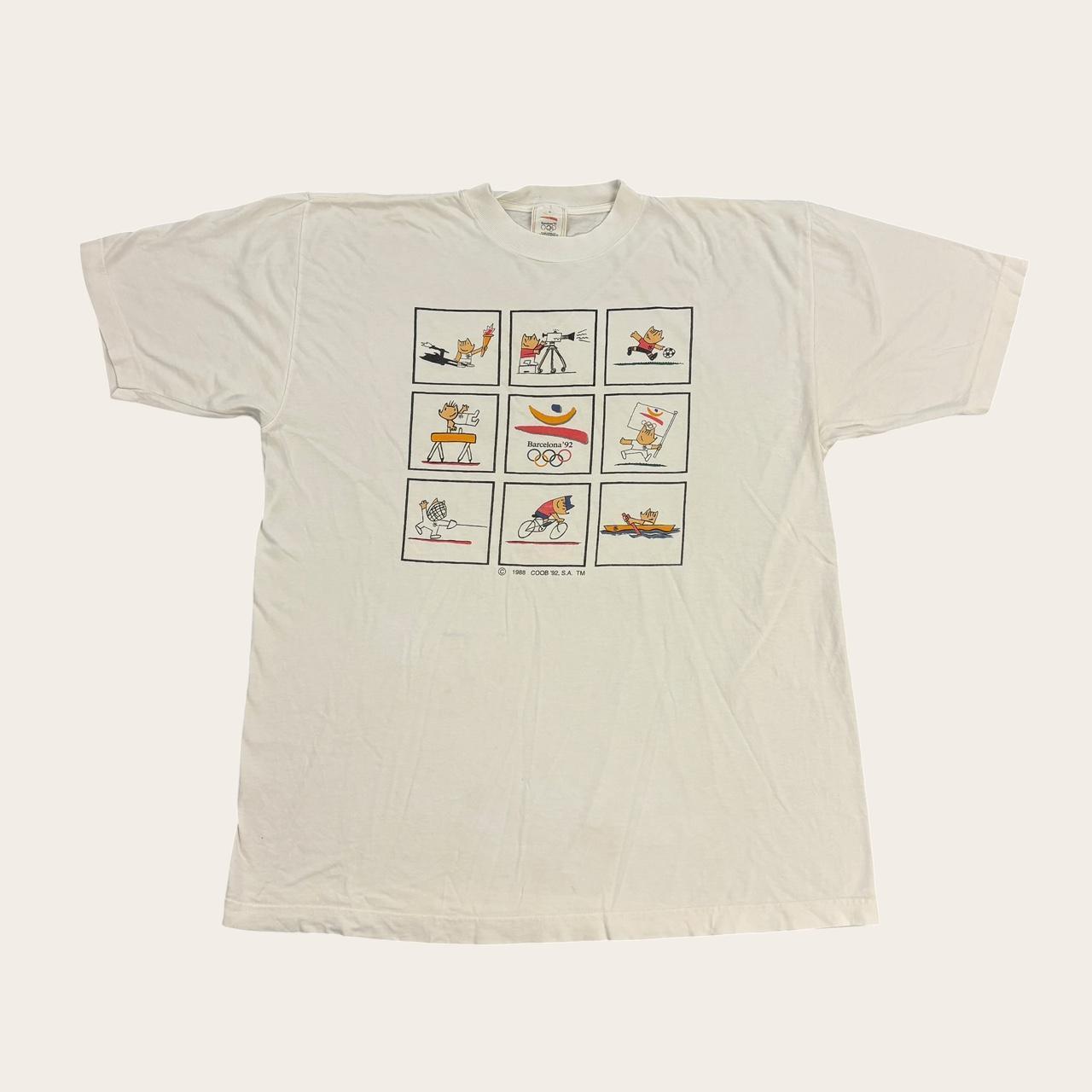 Vintage 90s Barcelona Olympics Spain summer games athletics mascot t-shirt