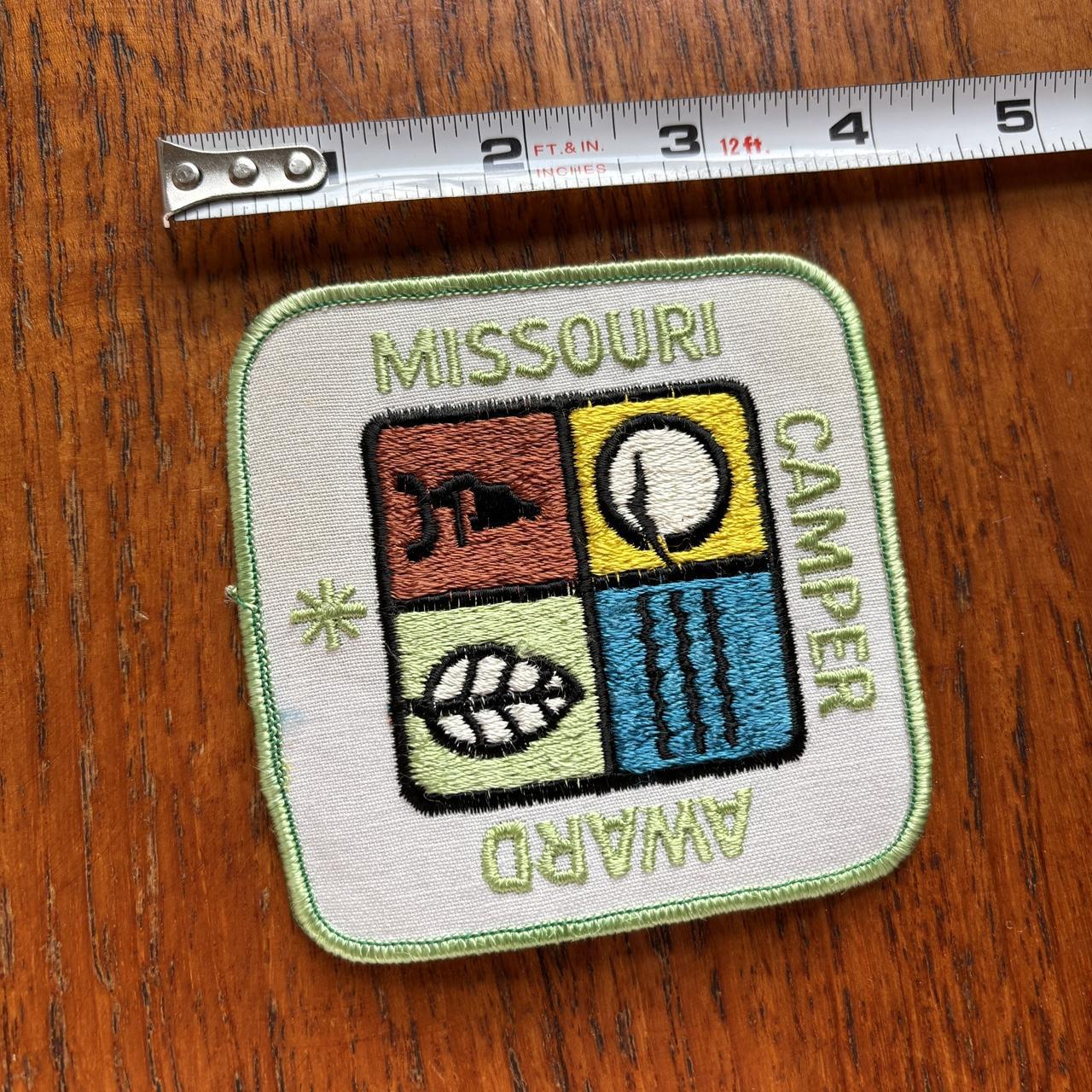 Vintage 80s USA Missouri camper award hiking camping embroidered patch