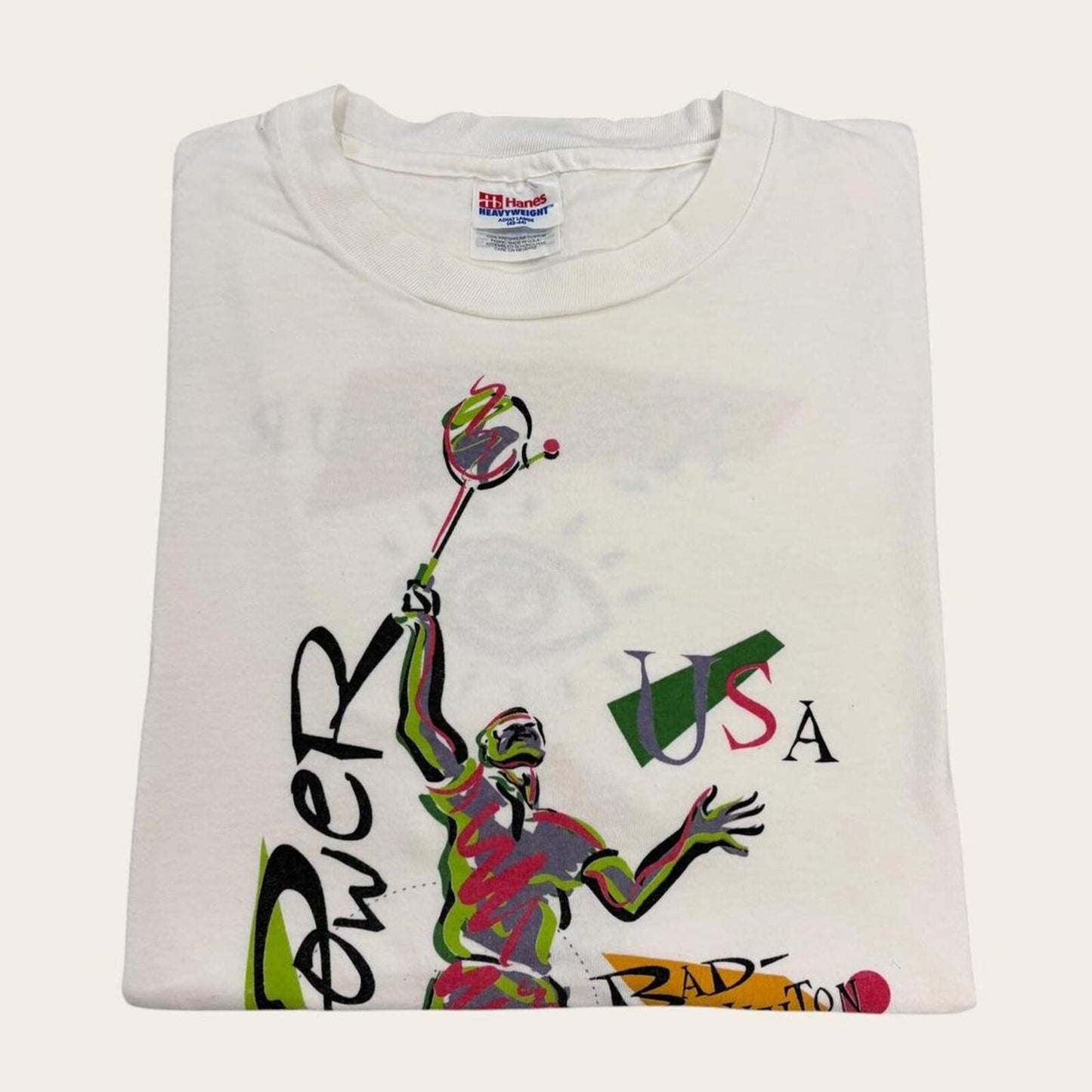 Vintage 90s USA Olympic badminton team racquet sport graphic t-shirt