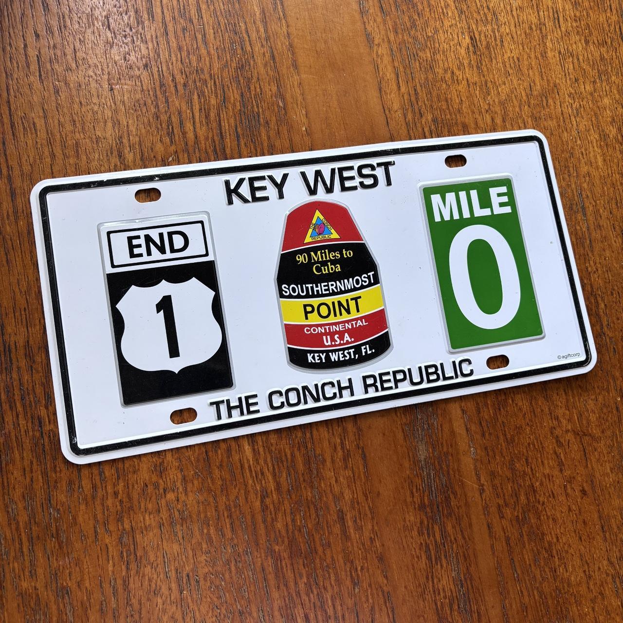 Vintage 90s USA Key West Florida the conch republic novelty license plate