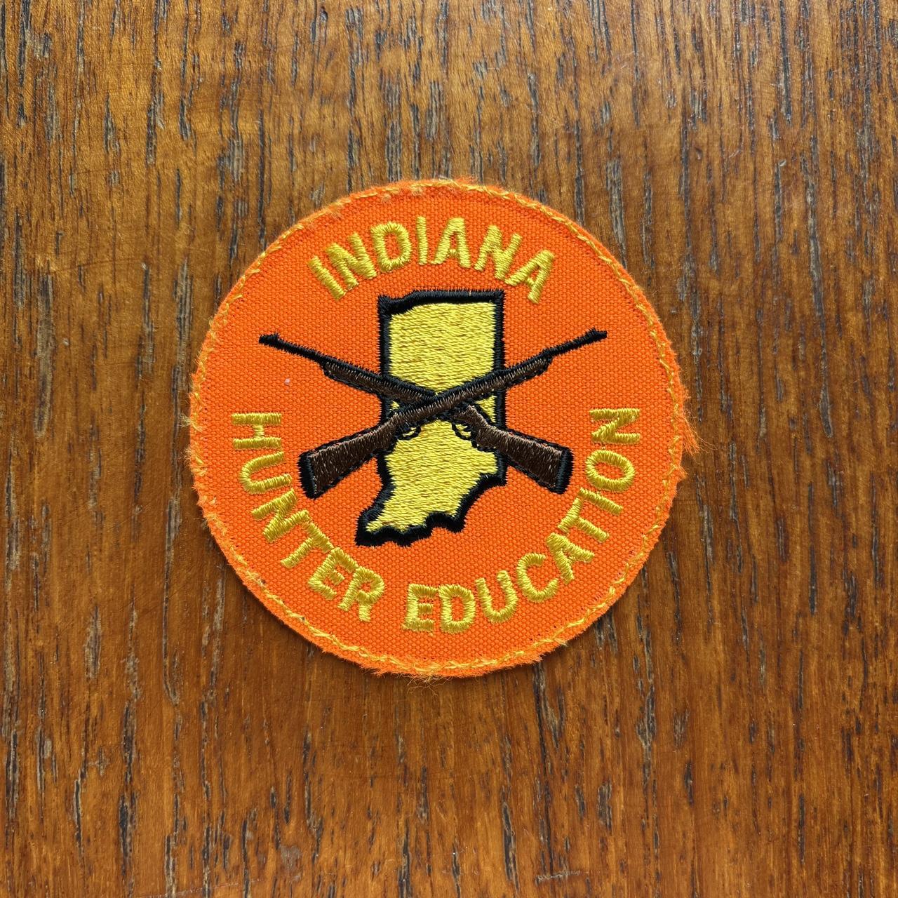 Vintage 80s USA Indiana hunter education hunting embroidered patch