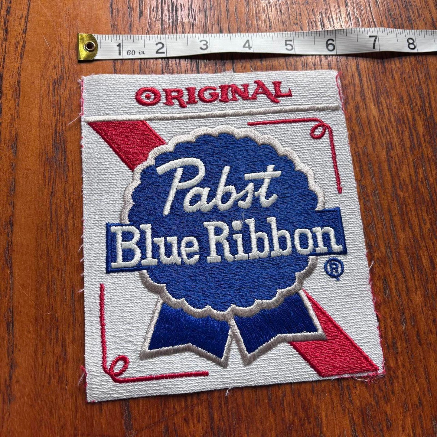 Vintage 90s USA Pabst beer blue ribbon alcohol large embroidered patch