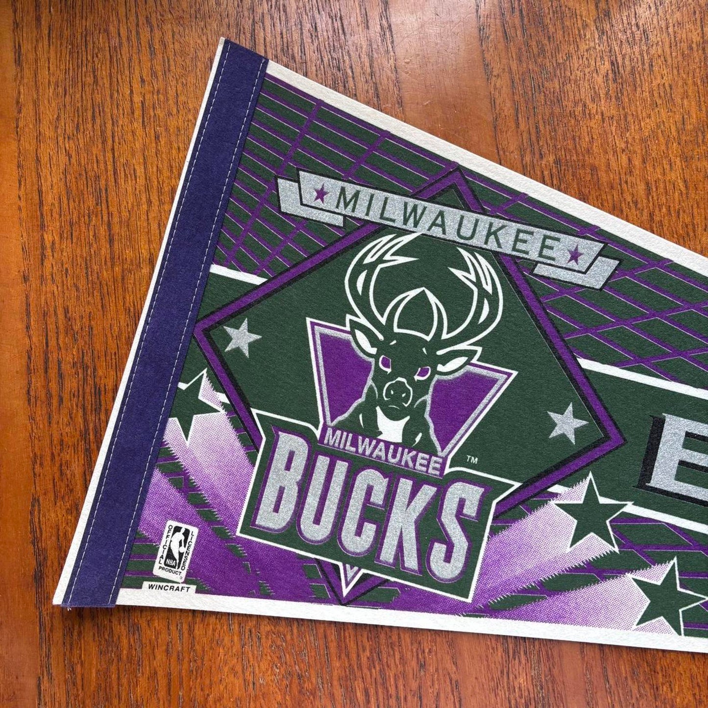 Vintage 90s USA Milwaukee Bucks basketball NBA pennant