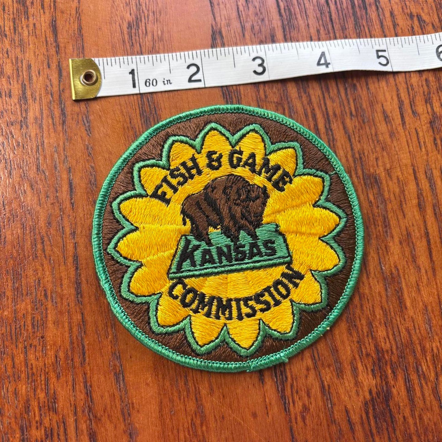 Vintage 90s USA Kansas fish & game commission nature wildlife embroidered patch