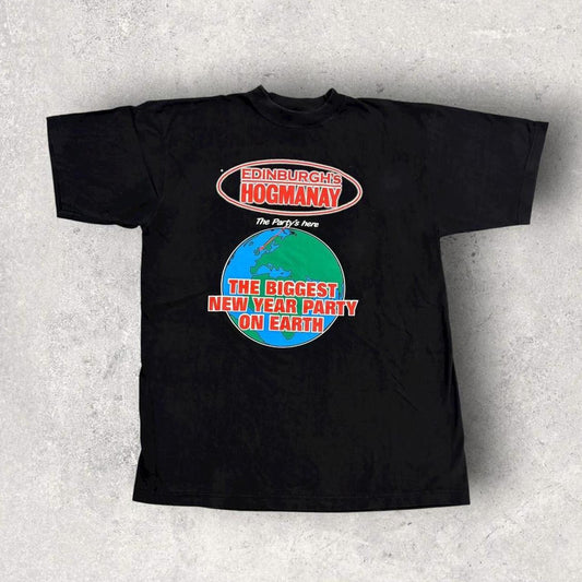 Vintage 90s Edinburgh Hogmanay New Year’s Eve party Scotland t-shirt