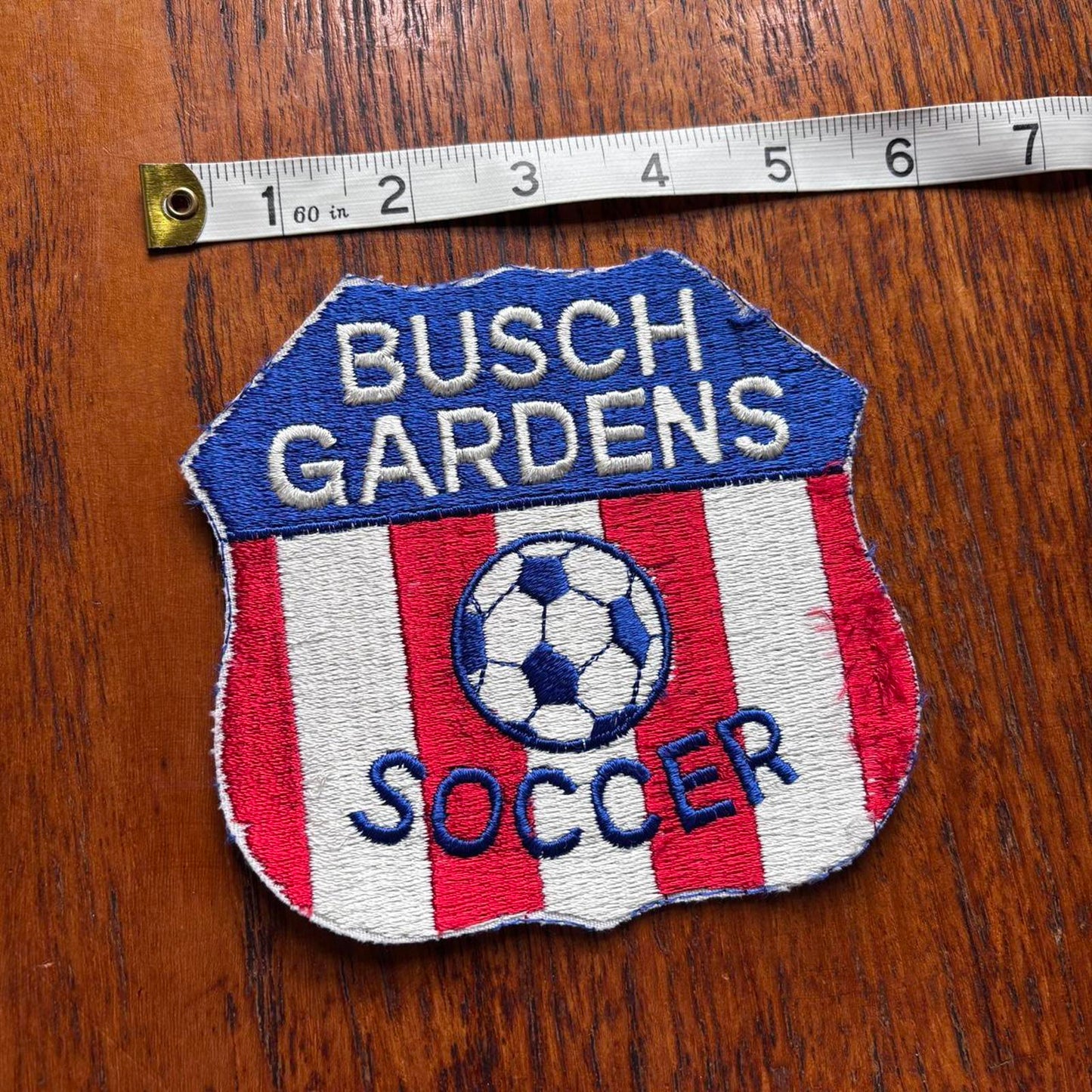 Vintage 90s USA Busch Gardens soccer club theme park large embroidered patch