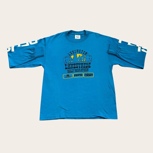 Vintage 80s USA Ludington lakestride marathon Michigan road race running t-shirt