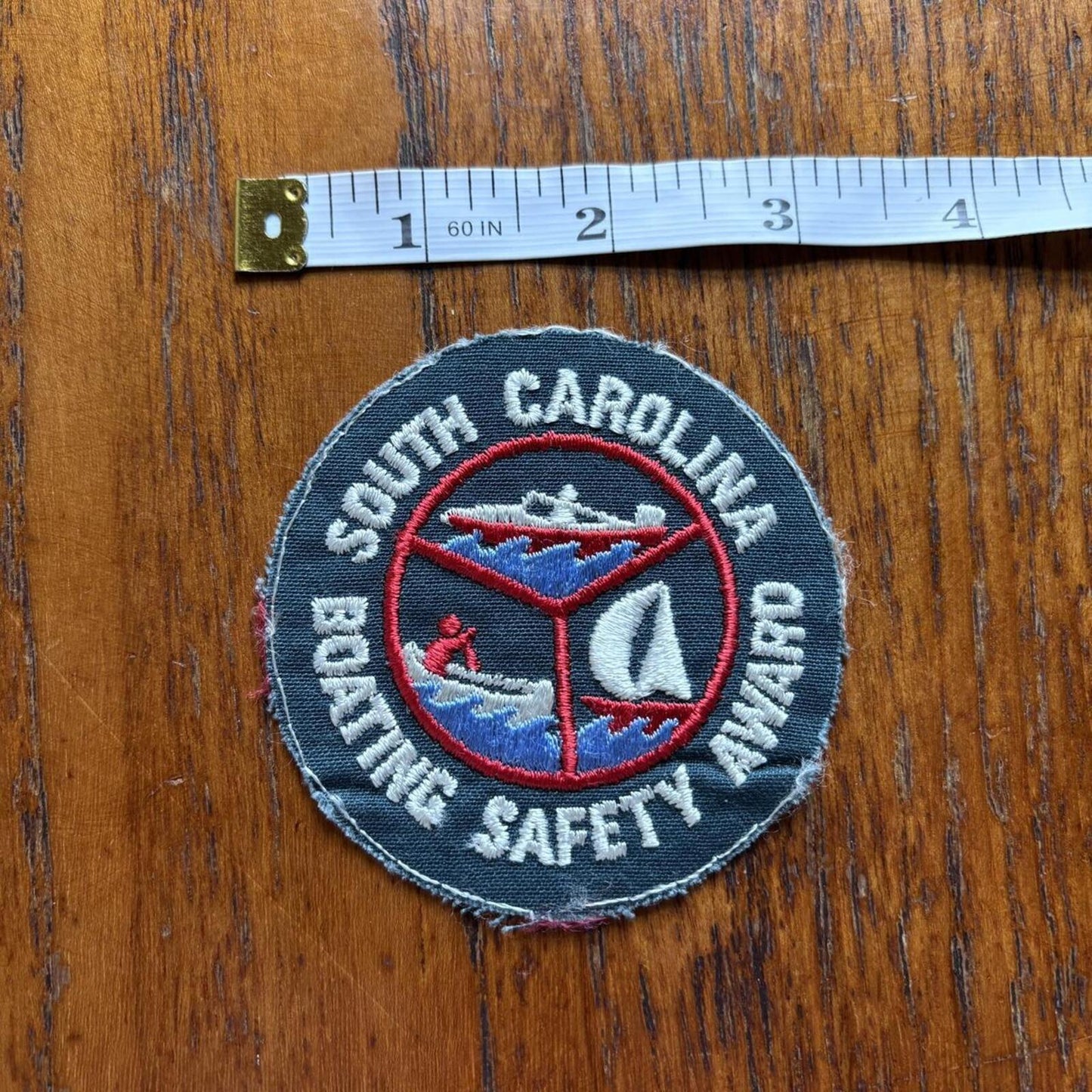 Vintage 90s USA South Carolina boating safety award embroidered patch