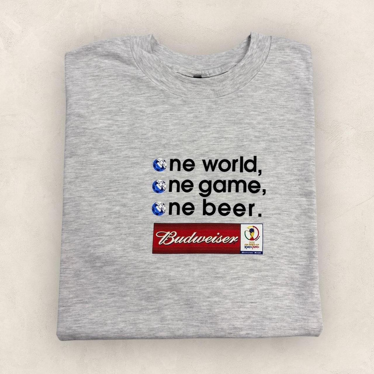 Vintage Y2K Budweiser Korea Japan World Cup football tournament graphic t-shirt