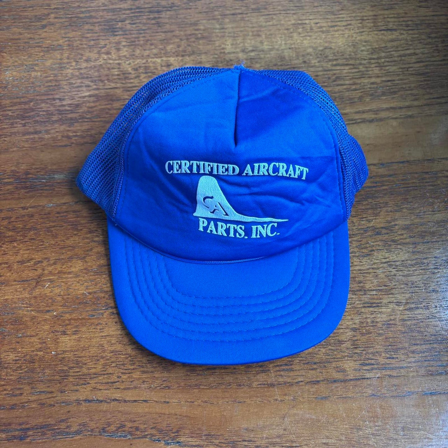 Vintage 90s USA certified aircraft parts aeroplane workwear trucker cap