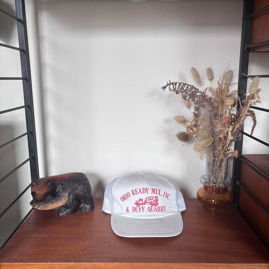Vintage 90s USA Ohio ready mix construction workwear graphic trucker cap