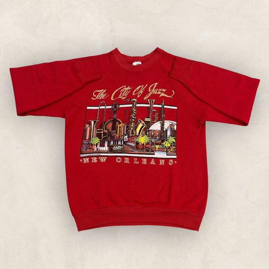 Vintage 80s USA New Orleans Louisiana city of jazz music souvenir sweatshirt