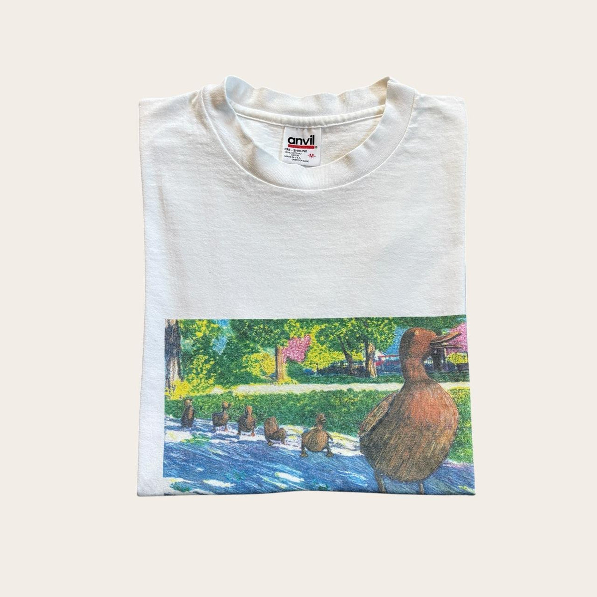 Vintage 90s USA Boston common public garden ducks souvenir t-shirt