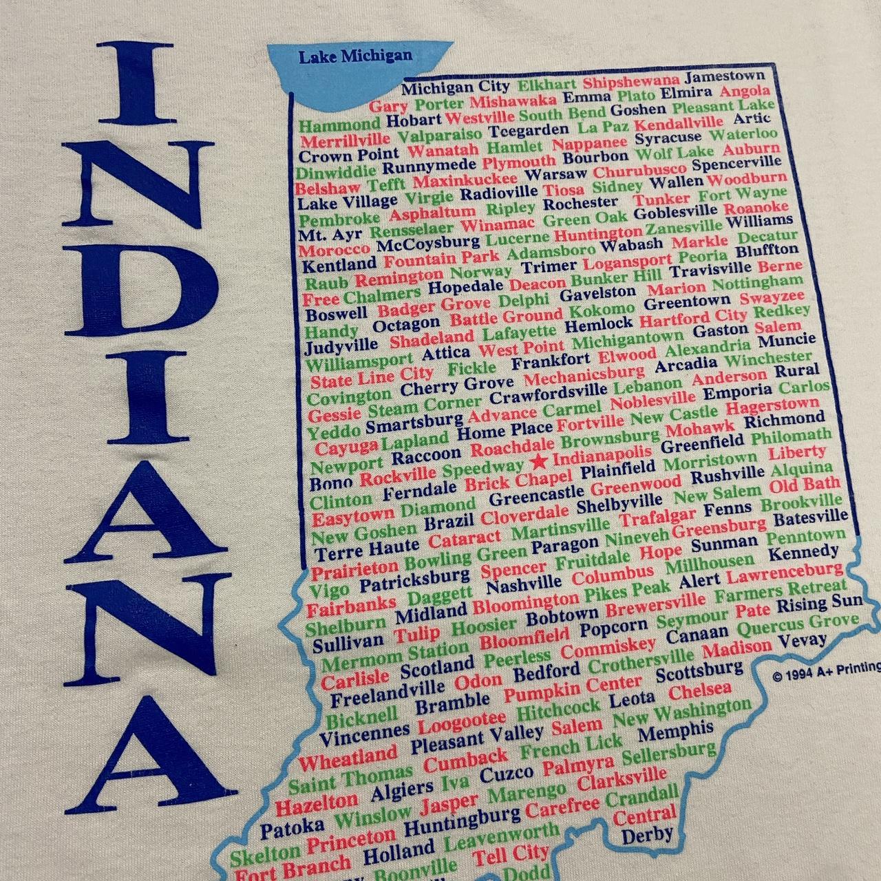 Vintage 90s USA Indiana state Lake Michigan Indianapolis souvenir graphic t-shirt