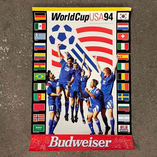 Vintage 90s World Cup 94 football tournament team USA squad Budweiser beer original sports promotional poster