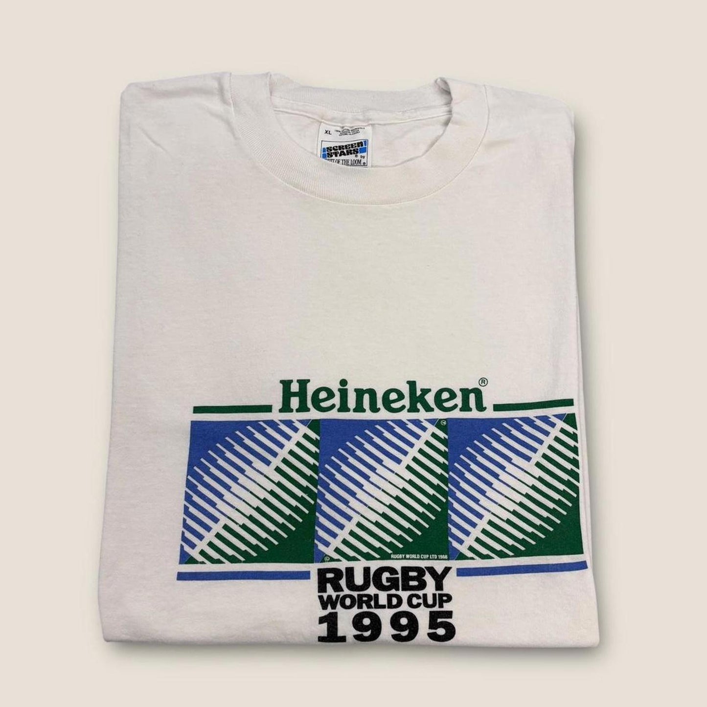 Vintage Rugby World Cup tournament 1995 Heineken beer graphic t-shirt