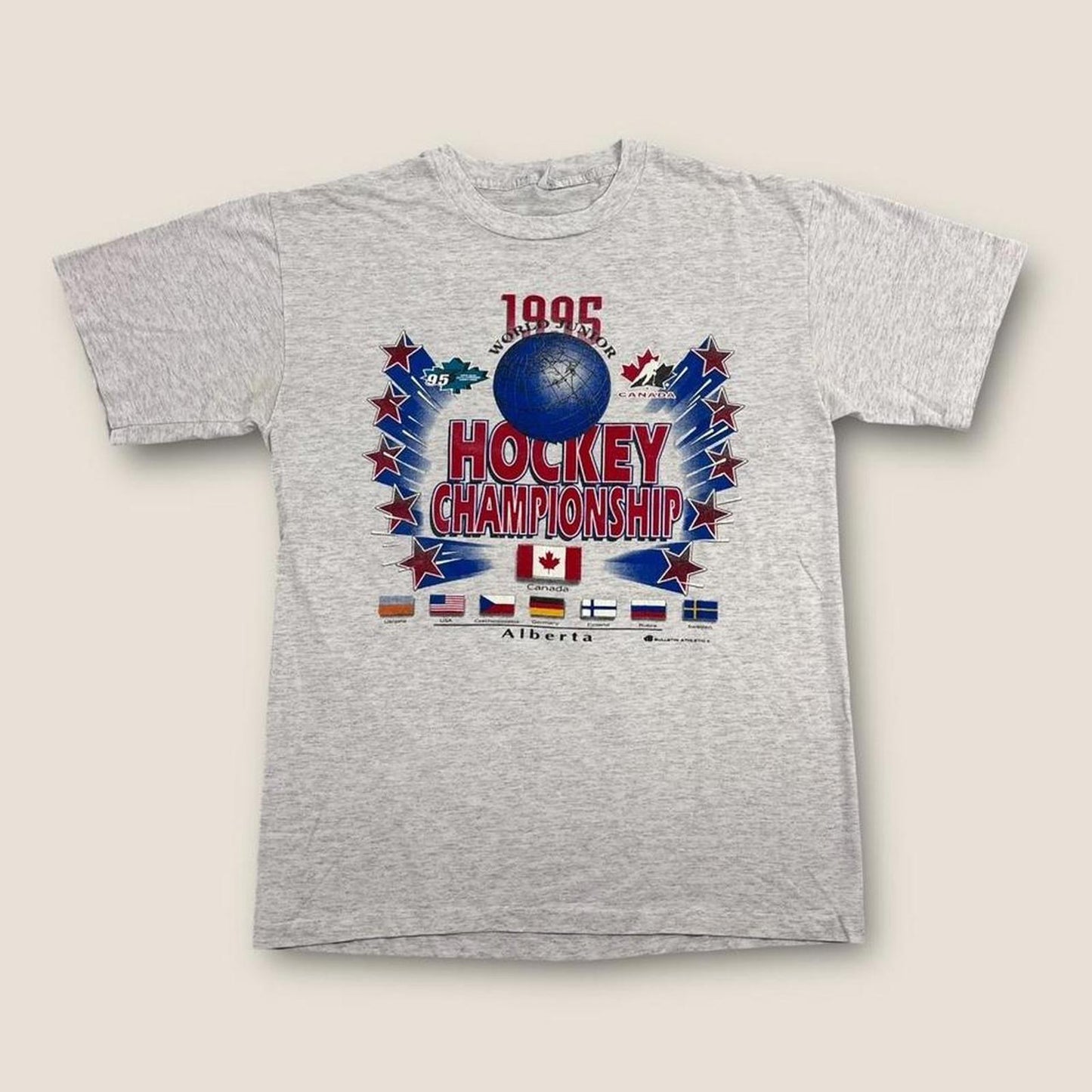 Vintage 90s World ice hockey championship Alberta Canada t-shirt