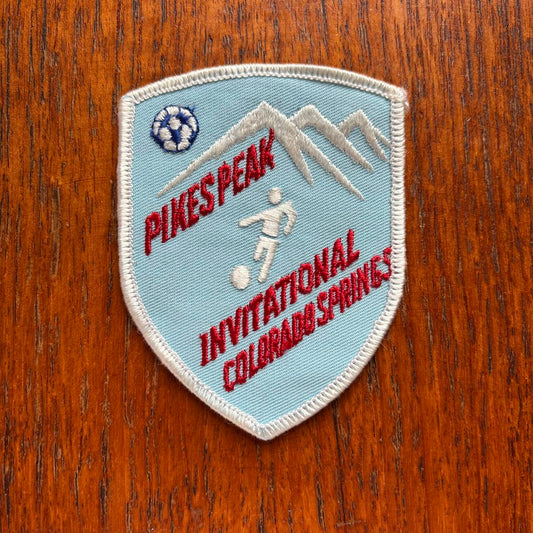 Vintage 80s USA Pikes Peak soccer invitational Colorado Springs embroidered patch