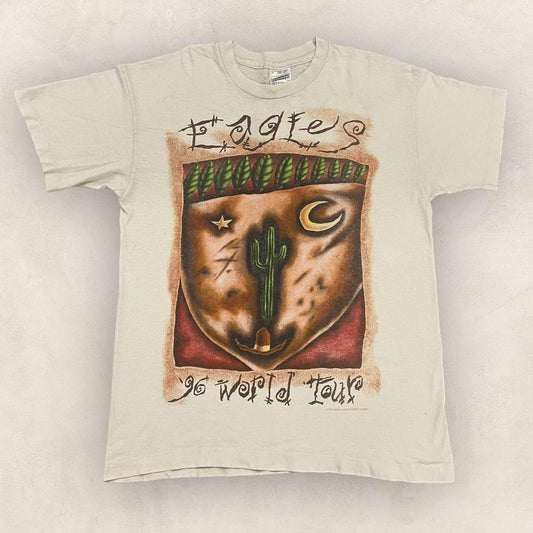 Vintage 90s USA Eagles Band 96 World Tour rock music graphic band t-shirt