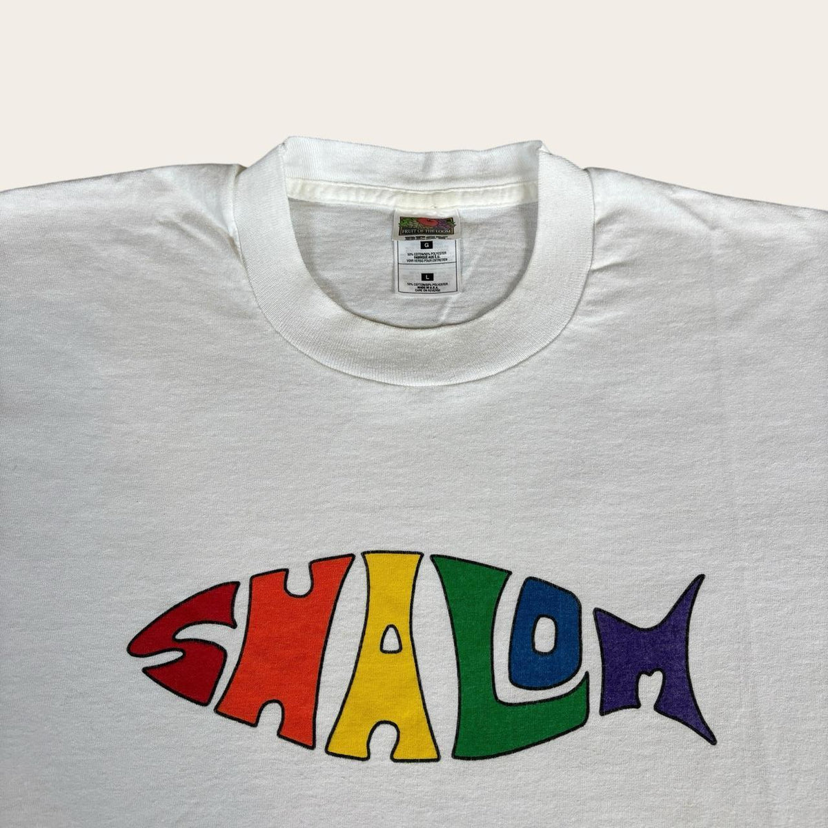 Vintage 90s USA shalom peace Hebrew slogan t-shirt