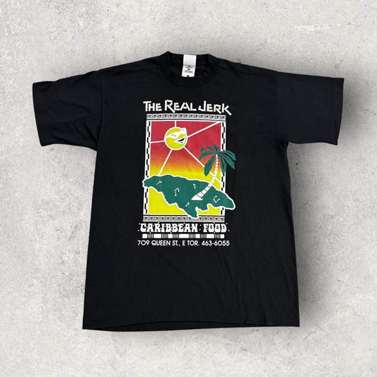 Vintage Y2K Real Jerk Caribbean food restaurant Toronto Canada graphic t-shirt