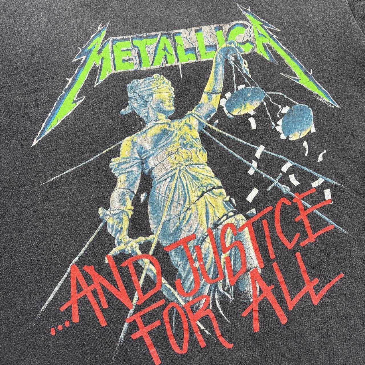Vintage 80s USA Metallica justice for all European tour metal rock band t-shirt