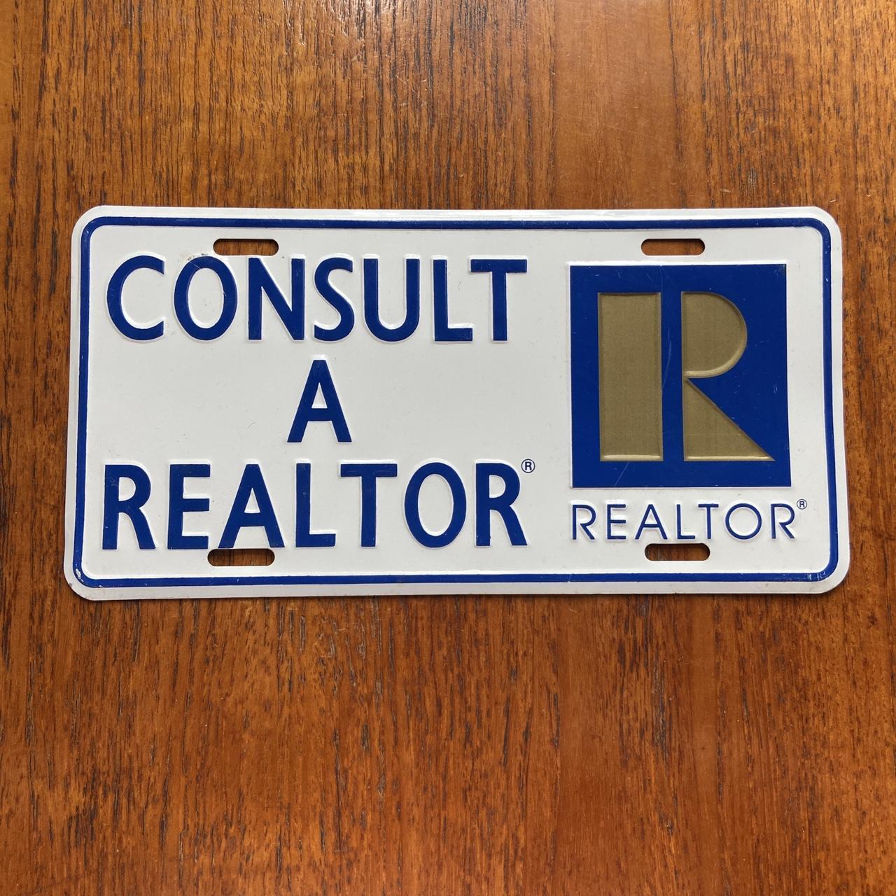 Vintage 90s USA consult a realtor real estate promotional American license plate