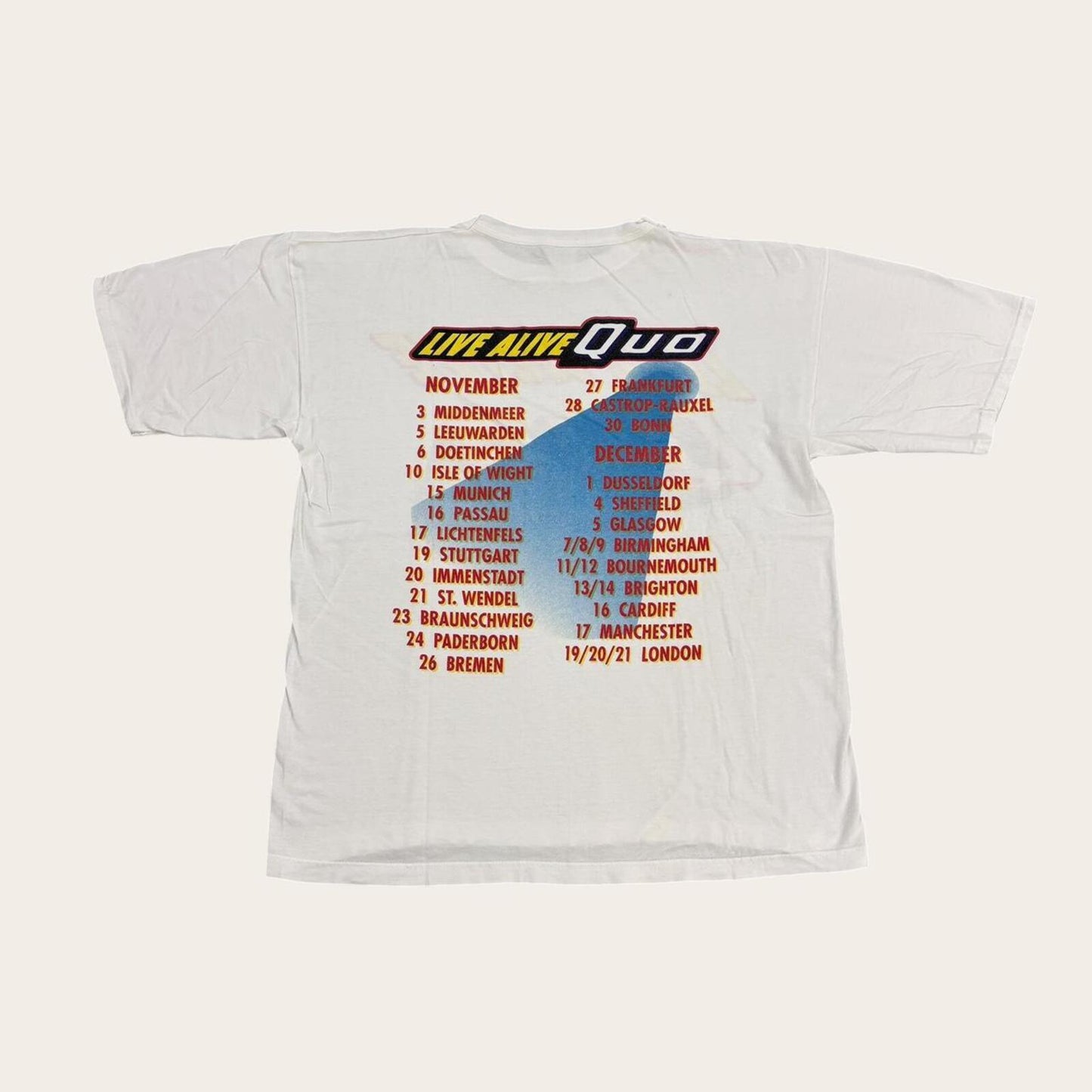 Vintage 90s Status Quo live alive European Tour rock music band t-shirt