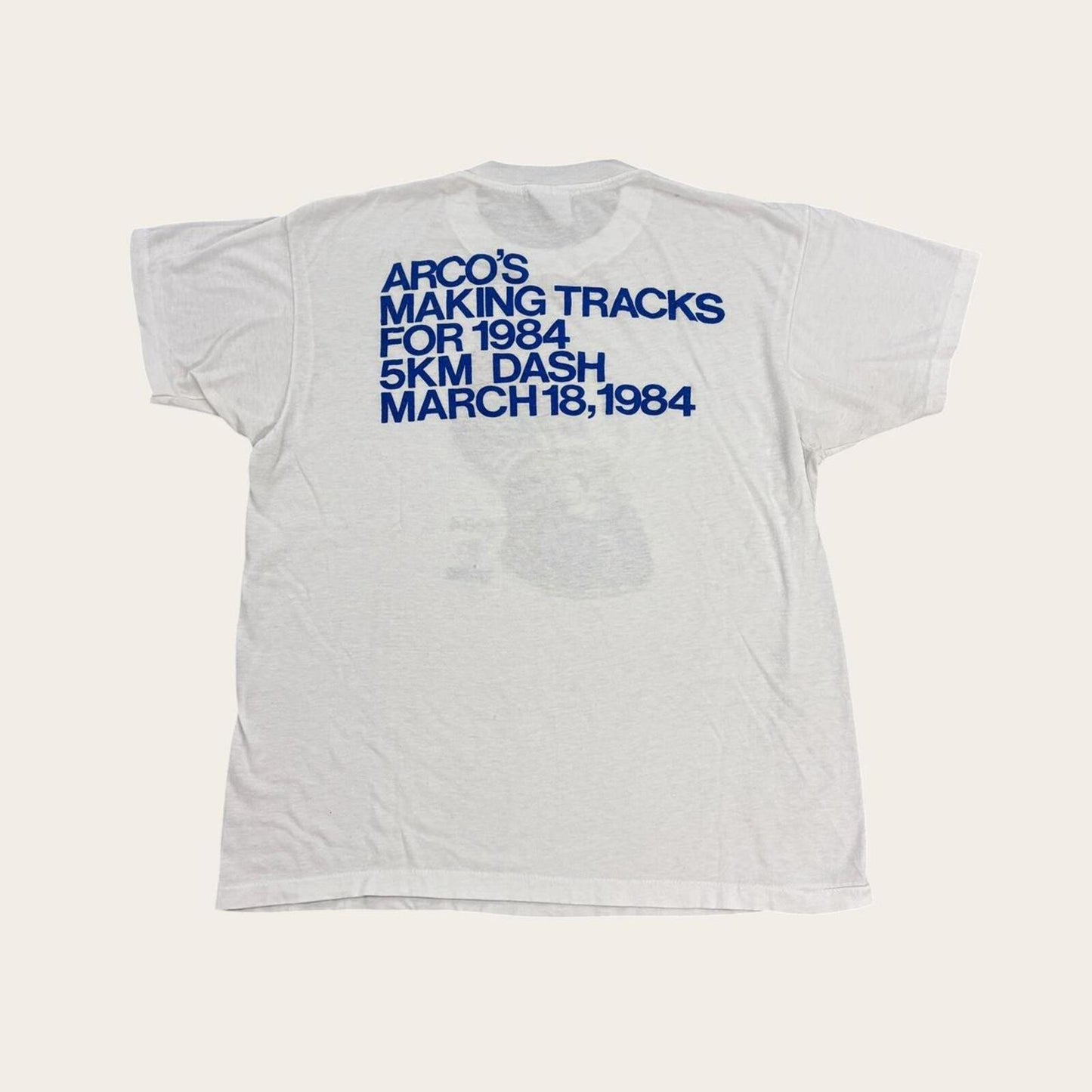 Vintage 80s USA Los Angeles Olympics summer games athletics Arco oil t-shirt