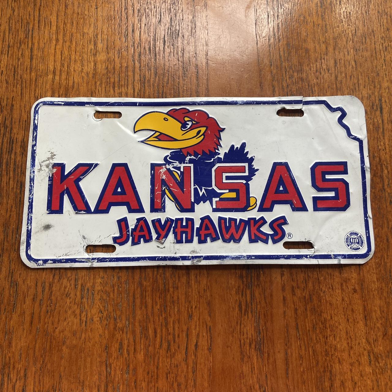 Vintage 90s USA Kansas Jayhawks varsity university promotional American license plate