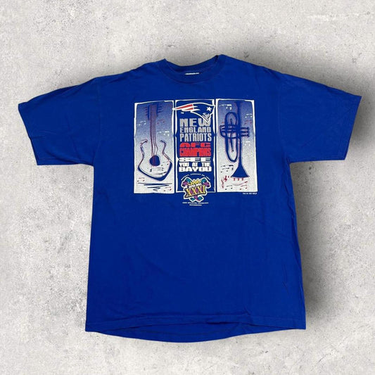 Vintage 90s USA New England Patriots Super Bowl 31 NFL graphic t-shirt