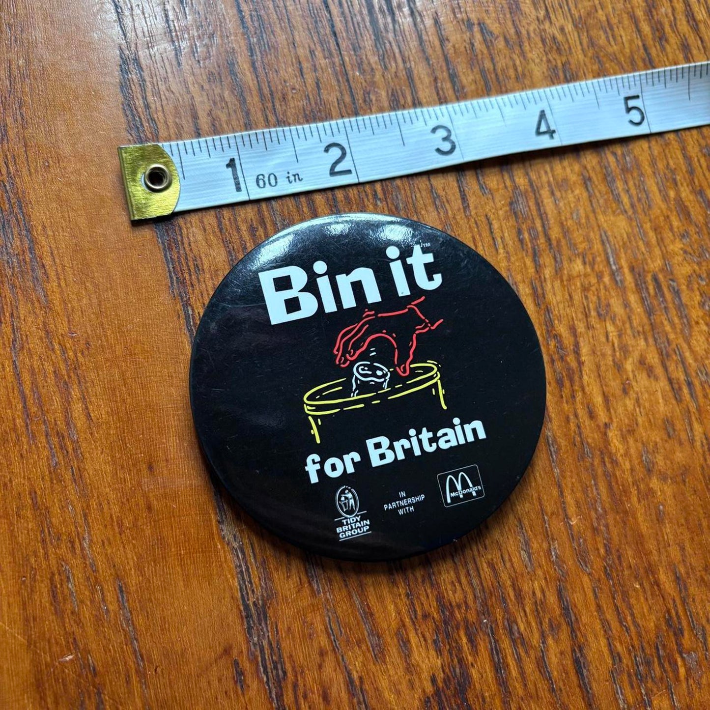 Vintage 90s McDonald’s Bin it for Britain campaign pin badge
