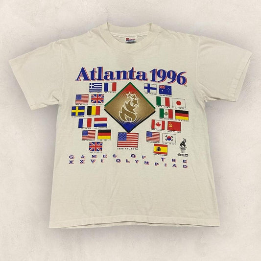 Vintage 90s USA Atlanta Olympics summer games athletics promotional graphic t-shirt