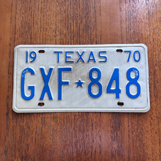 Vintage 70s USA Texas state car automobile American license plate