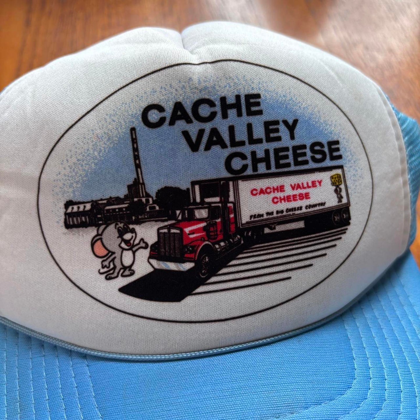 Vintage 90s USA Cache Valley cheese company Utah graphic trucker cap