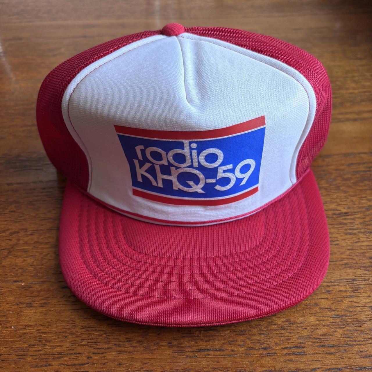 Vintage 90s USA radio KHQ-59 Spokane Washington graphic trucker cap